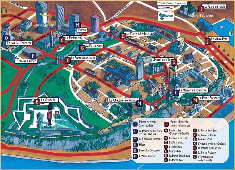 Quebec atraccions mapa