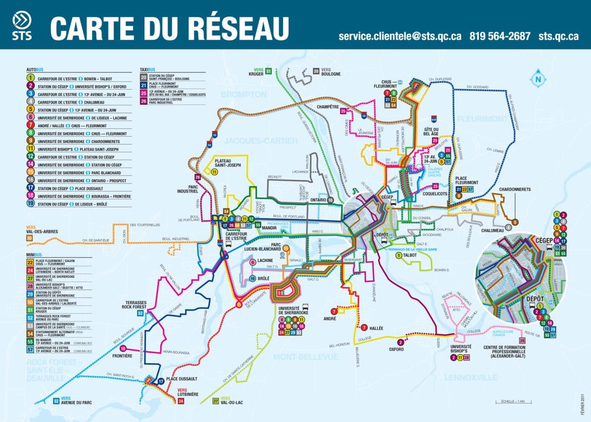 De la Ciutat de Quebec autobús mapa de rutes