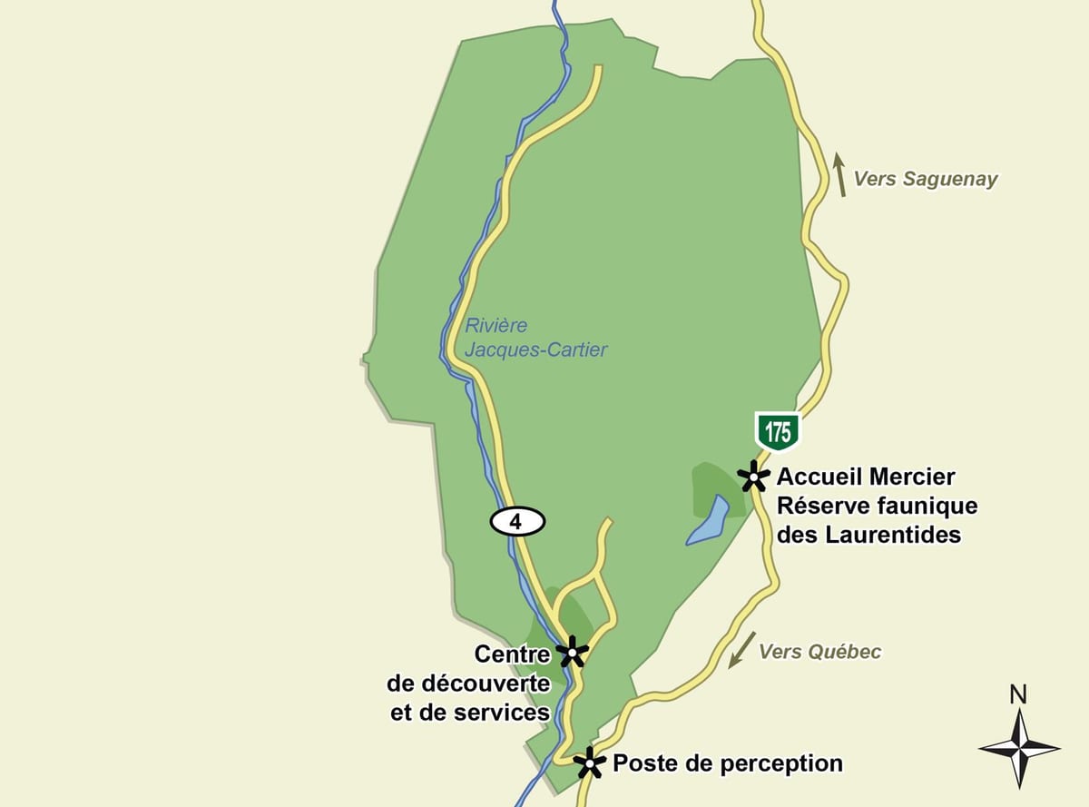 Mapa de jacques cartier parc nacional de pista