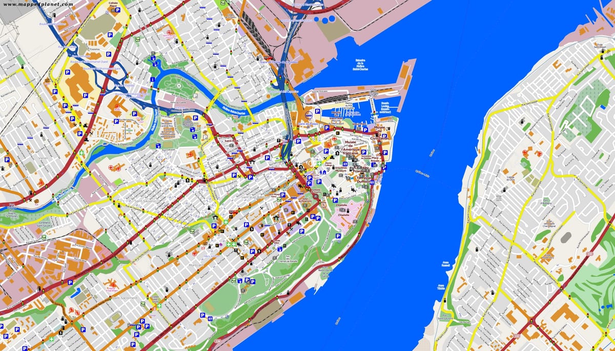 Mapa de la Ciutat de Quebec i els seus voltants