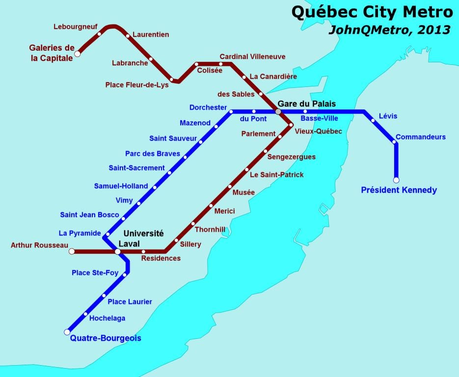 De la Ciutat de Quebec metro mapa