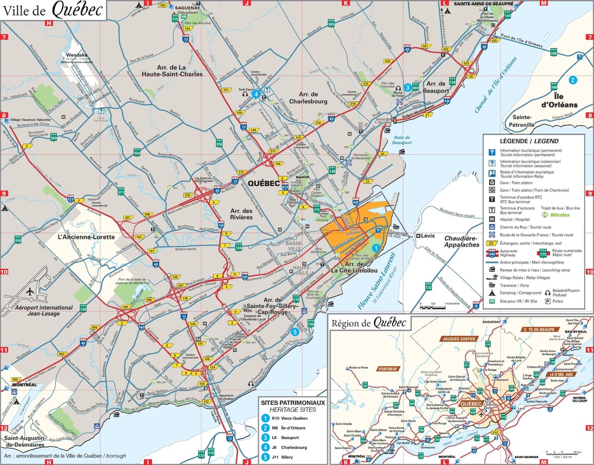 mapa de la Ciutat de Quebec zona