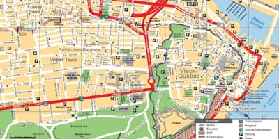 De la Ciutat de Quebec atraccions turístiques mapa