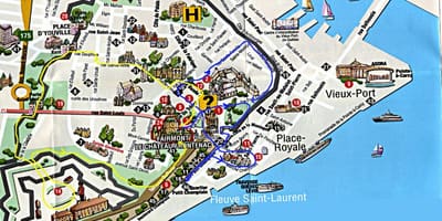 Mapa del casc antic de Quebec i amb atraccions